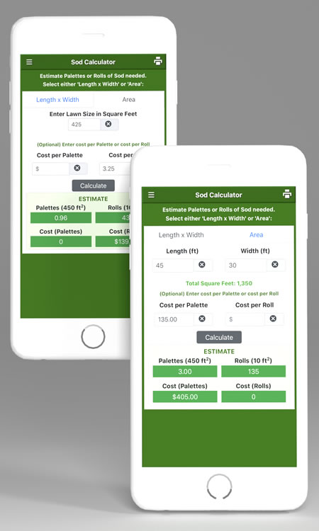 Lawn Sod Estimate Calculator App
